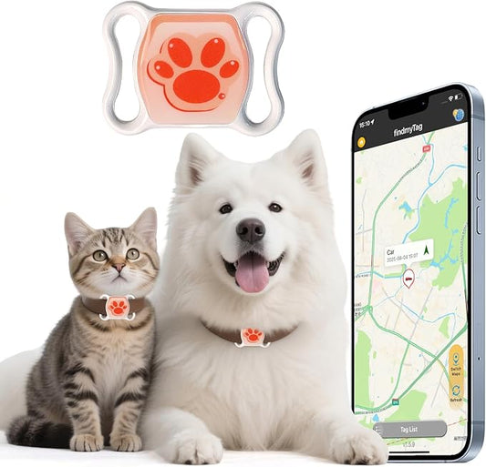 GPS Tracker for Dogs and Cats - No Monthly Fee/Subscription, No SIM Card Required - Real-Time Alerts, Historical Routes - Waterproof, Lightweight - Compatible with Android & iOS, Fits Any Collar