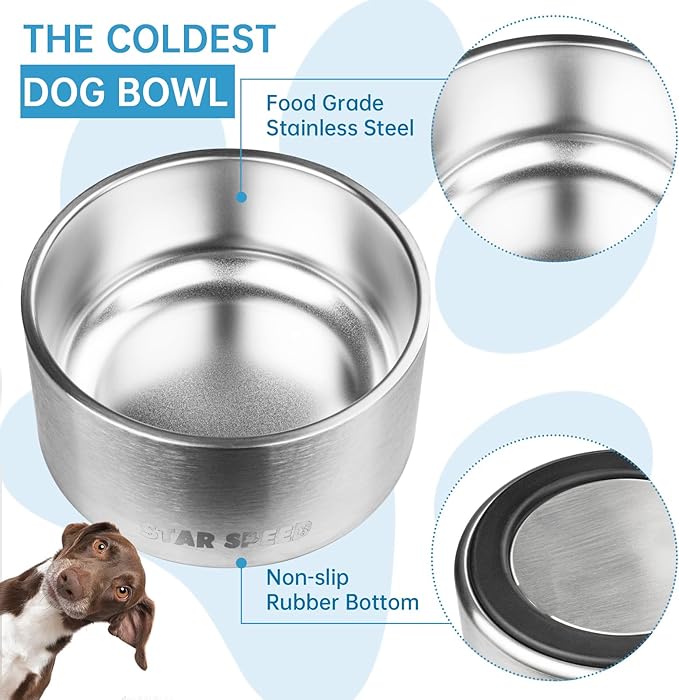 100oz Large Stainless Steel Dog Bowl. Extra Large Dog Water Bowls for Large Dogs with Rubber Bottom, Drop Resistant and Durable, Keeps Cold, Fits Different Size Big Dog Food Bowls.(100 OZ, Stainless)