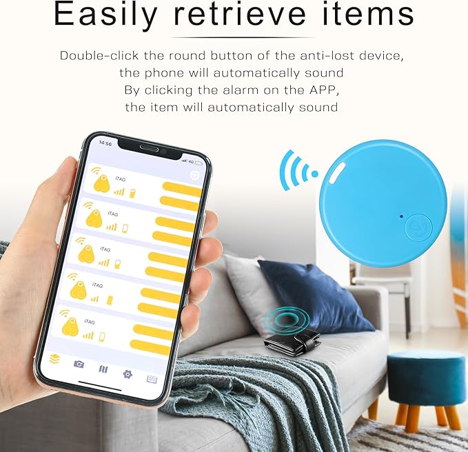 Konohan 5 Packs Portable GPS Tracking Mobile Tracking Anti Loss Smart Device Key Finder Locator GPS Finders Tracker Device for Pets Dog Cat Wallet Keychain Luggage, Alarm Reminder(Cute)