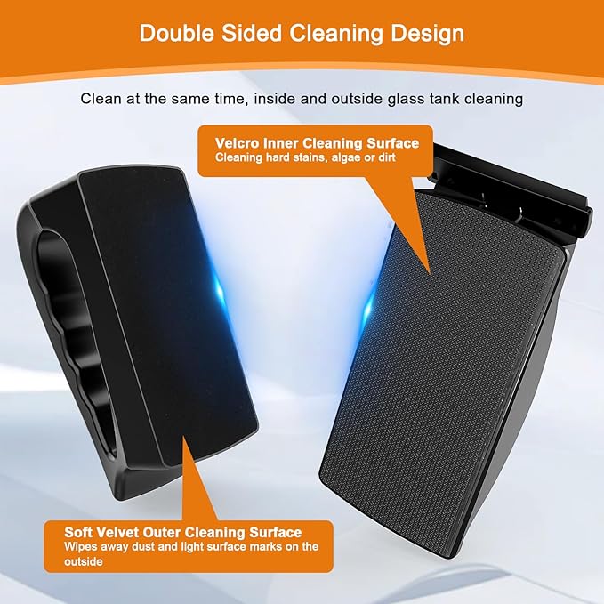 hygger Aquarium Strong Magnetic Glass Cleaner, Professional Fish Tank Algae Magnet Cleaning Tool with Scraper for 0.1-0.2 Inch Thick Glass Freshwater and Saltwater Tank, S