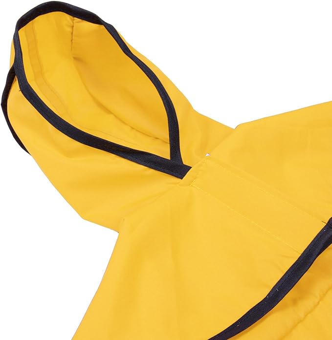 HDE Dog Raincoat Jacket Reflective Adjustable Hooded Pet Poncho Rain Coat with Leash Hole for Small to X-Large Dogs Yellow - M