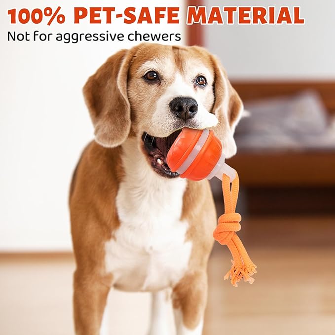 Interactive Dog Ball Random Path Electric Automatic Moving and Rolling Dogs Toy with Rope Dog Squeaky Ball for Large Puppy Dogs for Boredom Relief