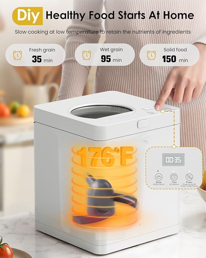 Pet Fresh Meal Cooker,5-in-1 Auto Fresh Food Cooker with Chop,Slow Cook, Mix, Self-Cleaning and Timer, 2.6 Quart Capacity Foods Cooker Makes 1.5Lbs Foods for 2 Dogs, DIY Pet Recipes, Wet or Dry Meals