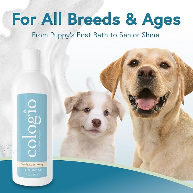Moisturizing Dog Shampoo, Deodorizing Manuka Honey Vanilla Scented Pet Shampoo for Dogs, Made in USA Itchy Dry Skin Itch Relief Puppy Bath Soap for Sensitive Skin – Gentle, Cruelty-Free 16oz