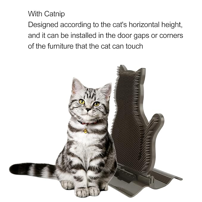 Cat Massage Brush, Cat Itching Toy Brush, Self Groomer to Reduce Cat's Anxiety and Shedding with Easy Installation for Cats with Long or Short, Suitable for Kittens and Puppies