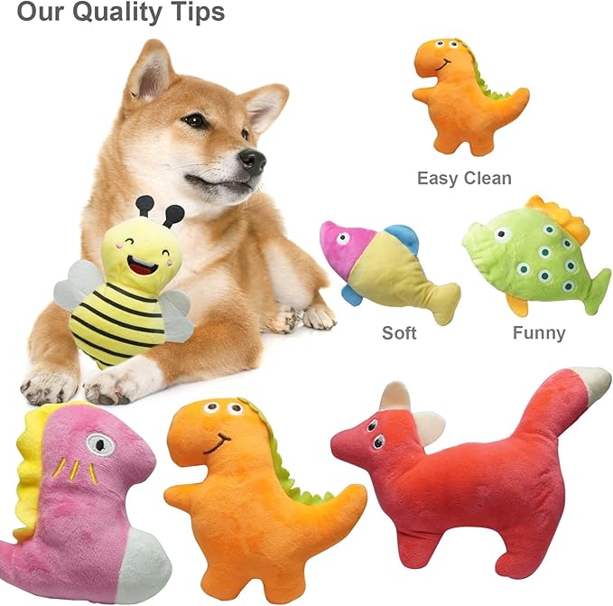 Cute Animal Designs Soft Dog Squeaky Toys (Pack of 20) for Small Medium Dogs
