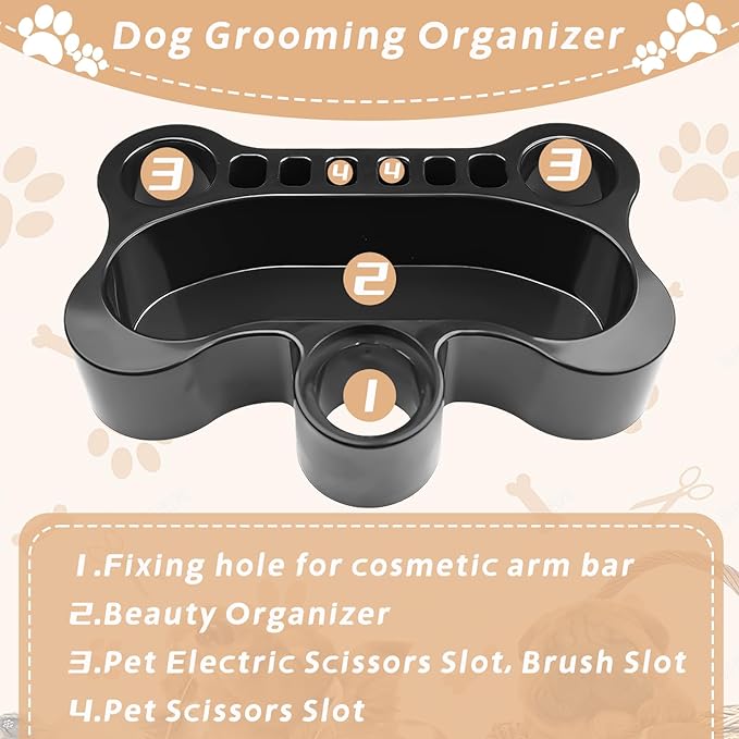 Dog Grooming Organizer, Beauty Tools Organizer Pet Grooming Storage, Table Accessories，Suitable with Pet Grooming Table Arm