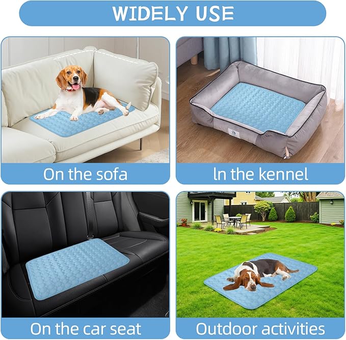 Dog Cooling Mat,2025 Upgrade Pet Cooling Mat for Dogs Cats,Summer Ice Silk Cool Mats & Sleeping Pad for Indoor or Outdoor,Perfect as Blanket for Kennel Sofa Bed Floor Car (Blue, Large, 26.7"x20.8")
