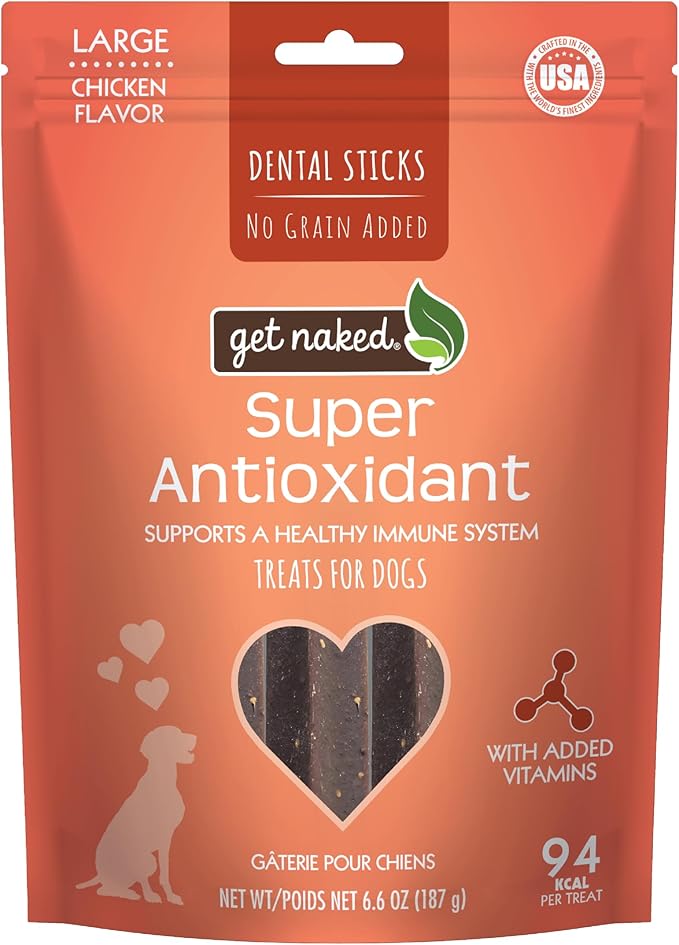 Get Naked Grain Free 1 Pouch 6.6 Oz Super Antioxidant Dental Chew Sticks, Large