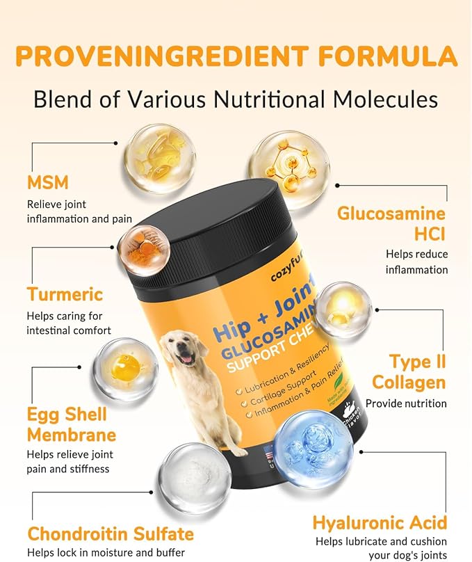 Glucosamine for Dogs - 260Ct Hip and Joint Supplement Chews, Chondroitin Joint Supplement for Dog, USA Lab Formula with Probiotics, Natural Support for Dogs