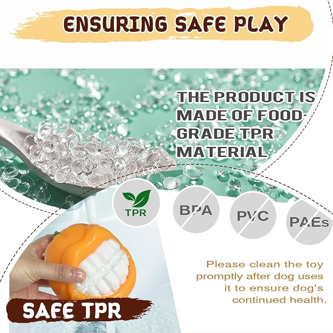 Indestructible Dog Squeaky Ball - Tough Chew Toy for Aggressive Chewers, Medium/Large Dogs - Durable Fetch Toy for Indoor, Outdoor & Water Play - Orange