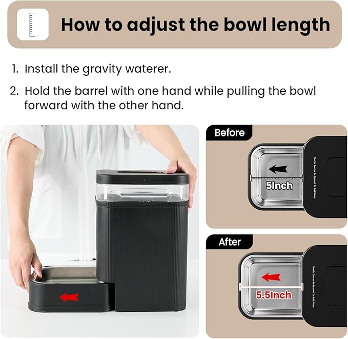 Gardner Pet Automatic Dog Water Dispenser Gravity Waterer with Stainless Steel Bowl Water Dispenser 8.5L Large Capacity Water Feeder for Dogs Cats Pets, BPA-Free Noise-Free (White, 8.5L)