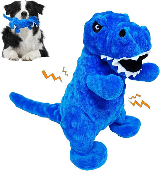 LWBMG Squeaky Dog Toys Stuffed Dog Toys Cute Dinosaur Plush Dog Toy with Crinkle Paper Durable Dog Chew Toys for Small, Middle and Large Dogs