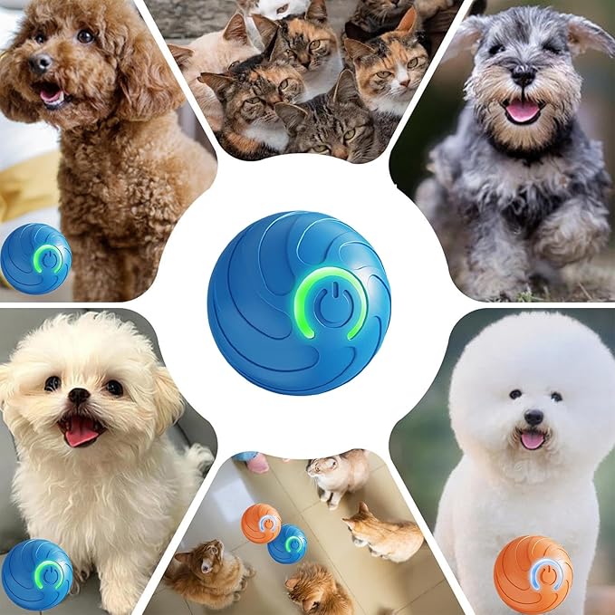 Smart Jumping Ball for Dogs & Cats Duraspin Dog Bouncing Ball Random Path Electric Automatic Moving and Rolling Pets Toy Interactive Jumping Vibrating Bouncing Balls for Puppy Toys（1Pack，Blue）