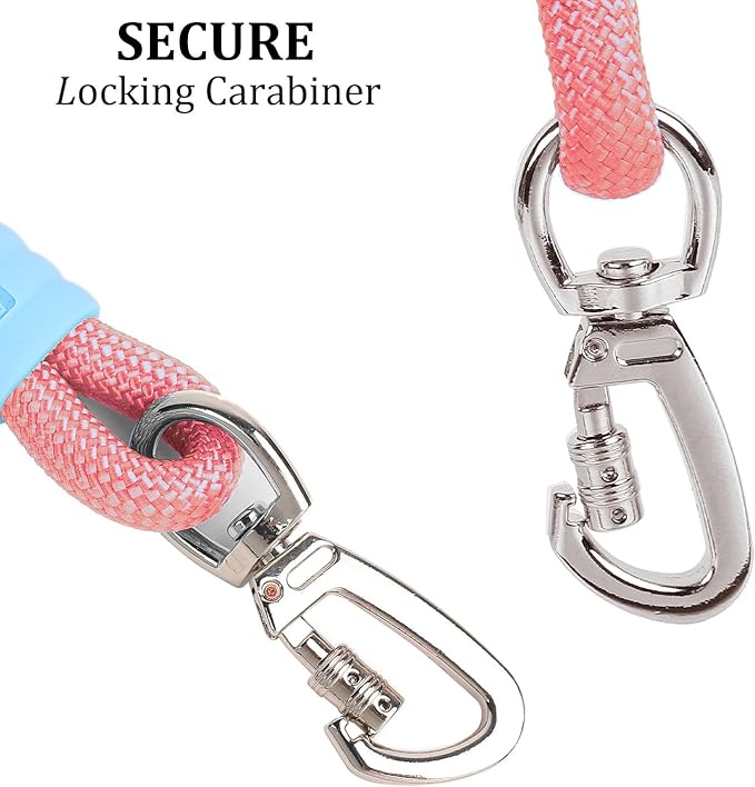 JSXD Dog Leash,5 FT Heavy Duty Dog Training Leash,Double Handle Comfortable Padded Hands Free Dog Leash,Adjustable Crossbody Waist Leash for Small Medium Large Dogs(Pink)