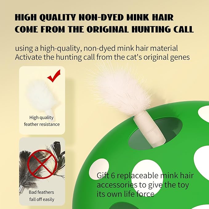 PAKEWAY Interactive Cat Toy, Automatic Cat Toys for Indoor Cats, Feather Toys, Eight Hole Structure and Two Ambush Feather,Infrared Sensor Activated