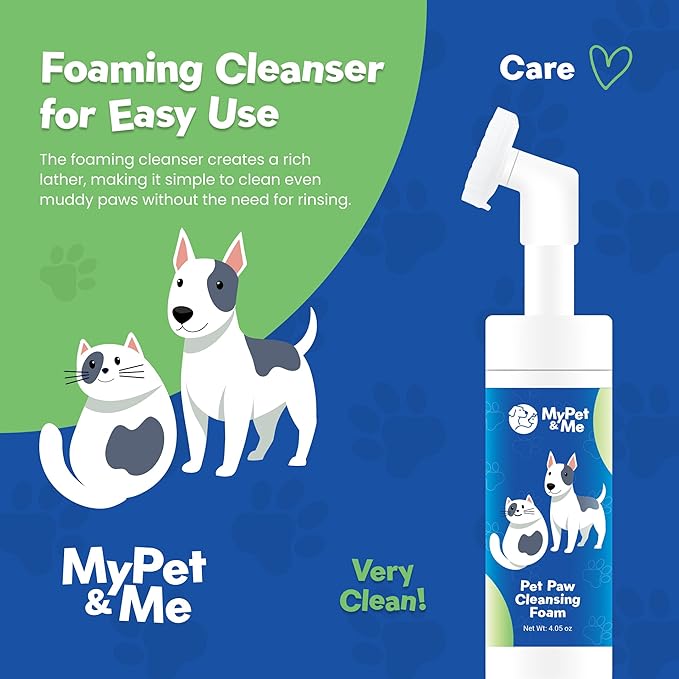 My Pet & Me Dog Paw Cleaner - Foaming Cleanser for Easy Paw Cleaning - No-Rinse Dog Paw Washer - Gentle Foot Cleaner for Dogs - Paw Wash for Small & Large Dogs - 4.05 oz