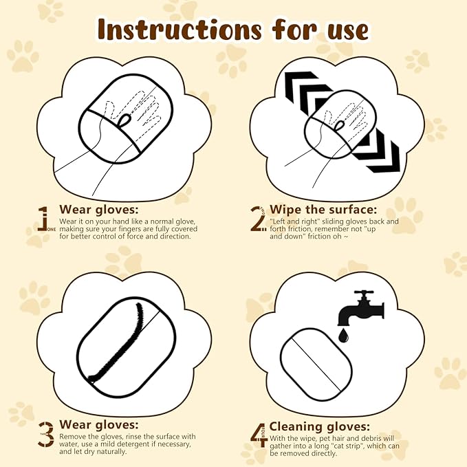 Pet Hair Removal Gloves,Electrostatic Gloves Pet Hair, Efficient Grooming Glove for Cats Dogs, Reusable Pet Hair Removal Tool for Couch, Furniture, Carpet, Curtain (3PCS)