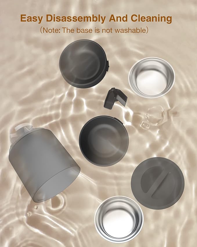 Automatic Cat Feeders - 6L Cat Food Dispenser with Double Bowls, Programmable Timed Feeder for Up to 6 Meals per Day with 10S Voice Recorder, Supports Dual Power Supply