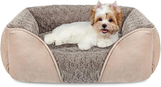 INVENHO Small Dog Bed for Medium to Large Dogs - Rectangle, Orthopedic, Soft, Calming, Durable Pet Cuddler with Anti-Slip Bottom (20"x19"x6")