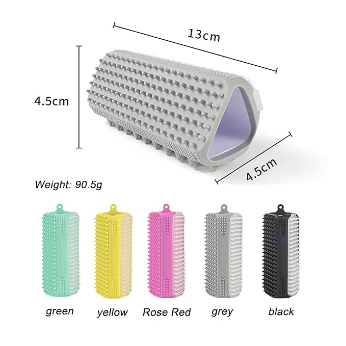 Pet Bath Brush, Suitable for Massage, Grooming, and Hair Removal for Cats and Dogs, Made of Skin Friendly Silicone Material, Deeply Cleanses and is Easy to Wash on Three Sides (grey)
