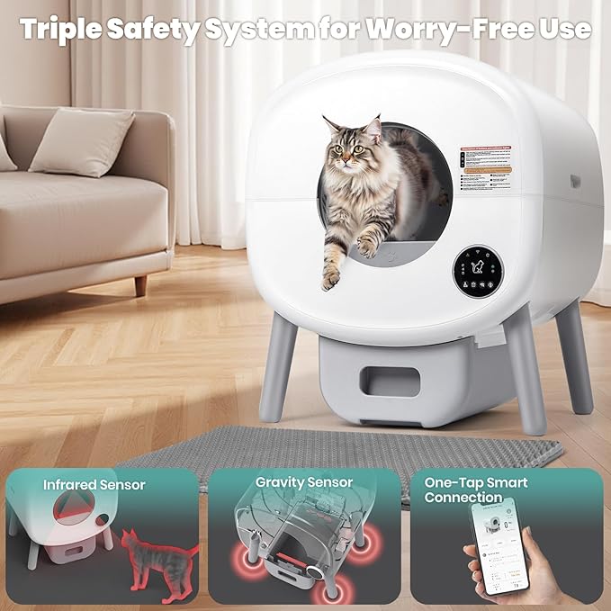 Self Cleaning Litter Box: Automatic Cat Box with App Control, Odor-Free Smart Cleaning System for Multiple Cats, Large Self-Cleaning Solution