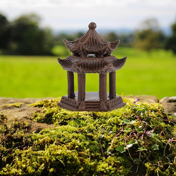 Japanese Home Decor Aquarium Ceramic Mini Decoration: Miniature Pagoda Statue Figurine Fish Tank Buddhist Landscape Decoration Asian Zen Garden Desktop Decor Sand Tray Miniatures