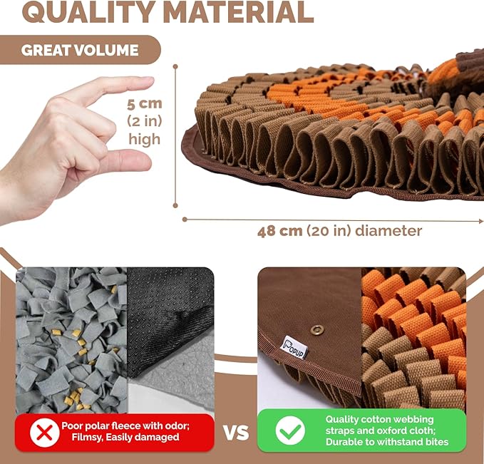 POPUPJOYS Durable Hide & Seek Snuffle Mat for Dogs, 2-in-1 Enrichment Puzzle Toy with Detachable Tail & Squeaker, Adjustable Difficulty Level with Suction, Machine Washable, Gift-Ready (Red Panda)