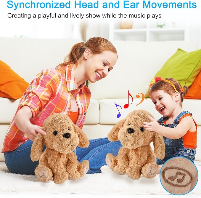 Interactive Singing Plush Toy - Dog Stuffed Animals Record & Repeats What You Say, 8 Songs, Head & Ear Movements, Birthday for Toddlers Age 3 4 5 6 (10.2' Goldendoodle Toy)