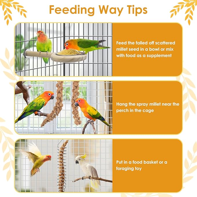 KATUMO Bird Millet Treats, 1.1LB / 500g Natural Healthy Parrot Millet Spray Cockatiel Treats for Parakeet Budgie Finch Conure Pigeon Lovebird Hamster