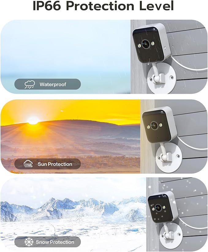 JOOAN 3MP Outdoor Security Camera WiFi Camera 【2.4G WiFi & Bluetooth & Color Night】 for Home Security Baby Pet IP66 Waterproof 2 Way Audio Motion Detection Siren SD/Cloud Storage Color Night Vision