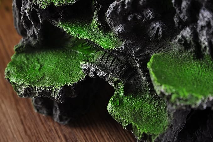 IBWell Aquarium Ornament Rock Cave Landscape, Artificial Mountain Hill View Stone with Moss, Fish Tank Decoration