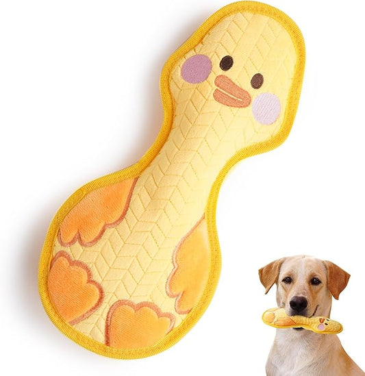 Nocciola Duck Squeaky Dog Toy, New 2025 Indestructible Dog Toy for Aggressive Chewers, Stuffed Toy with Two Tough Layers, Minky Plush for Comfort and Chewing, Yellow