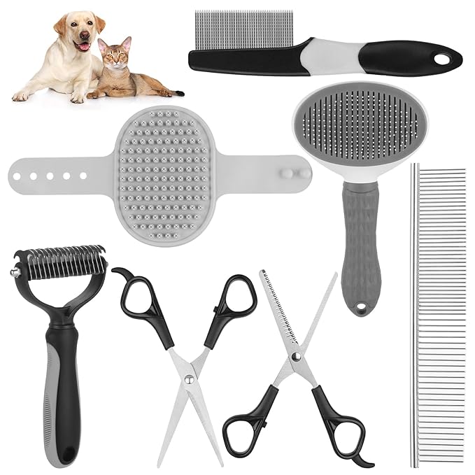 Pet Grooming Kit – Shedding Slicker Brush & Bath Massage Tool for Dogs, Cats, Puppies & Rabbits | Gentle, Easy-Clean Design for Healthy Coats & Relaxing Grooming