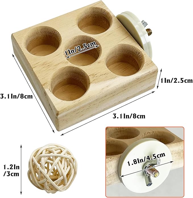 Hamiledyi 2 Pack Wooden Foraging Bird Toys - Interactive Slow Feeder Enrichment for Conures, Budgies and Lovebirds | Cage Climbing Puzzle Toys for Small Parrots Promoting Natural Pecking Behavior