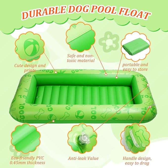 Dog Float for Summer Pool 60" x 33. 5" Inflatable Dog Pool Float with Rope and Handle Durable and Foldable Pet Raft Lake Floating Raft for Small Medium Large Dogs, Hold up to 220 Lbs