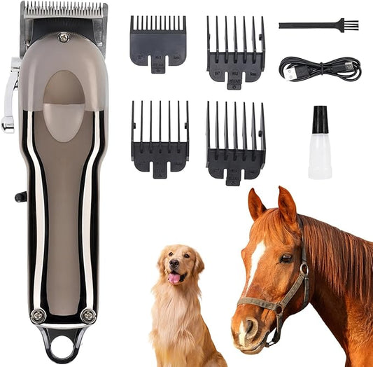 Horse Clippers, Professional Cordless Horse Trimmer Shaver, Low Noise Horse Grooming Clippers with LED Digital Display for Horse Grooming
