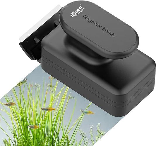 hygger Aquarium Magnetic Glass Clean Tool, Algae Scraper for Fish Tank Cleaning Magnet Floating Design Scrubbing Brush with Two Detachable Blade