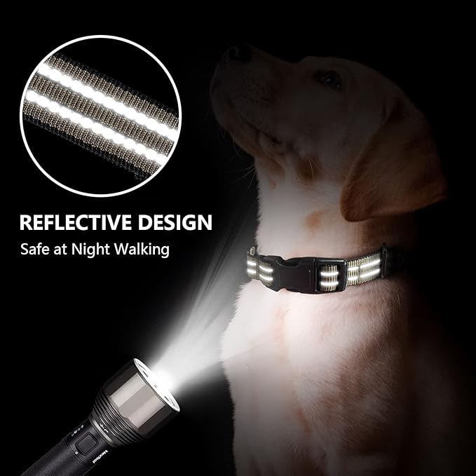 Hikiko Martingale Dog Collars Reflective Nylon Dog Collar with Quick Release Buckle Adjustable Training No Slip Dog Collar (Small, Brown)