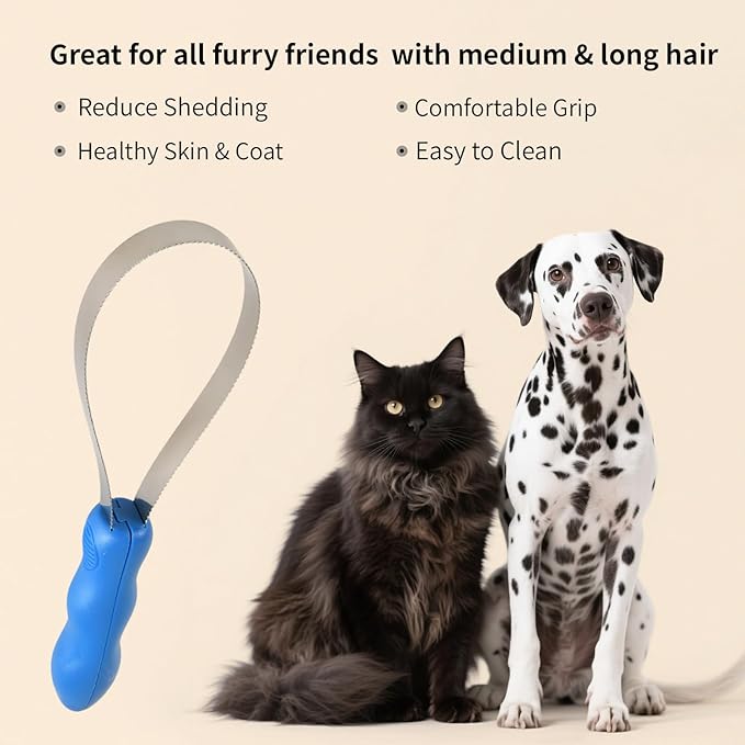Dual-Sided Dog Shedding Blade - Stainless Steel Grooming Blade for Thick Coats Shedding Blade Horse Brush Scraper Double - sided serrated itching - relieving rake for cattle and horse hair