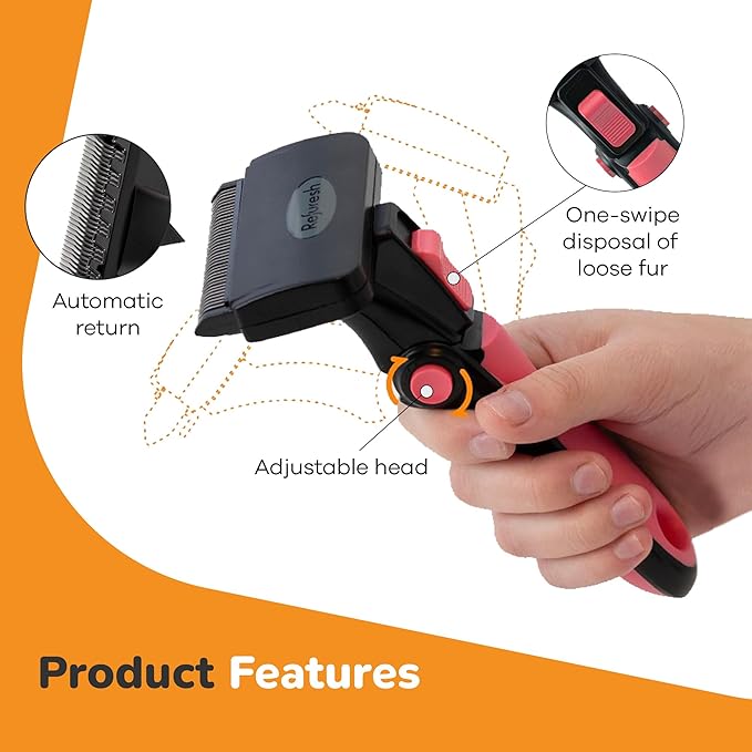 Deshedding Dog Brush for Long Hair (Medium,Pink) – Gentle Deshedding tool for Dogs & Cats – Reduces shedding, without damaging topcoat. Removes Loose Fur & Dead Undercoat.