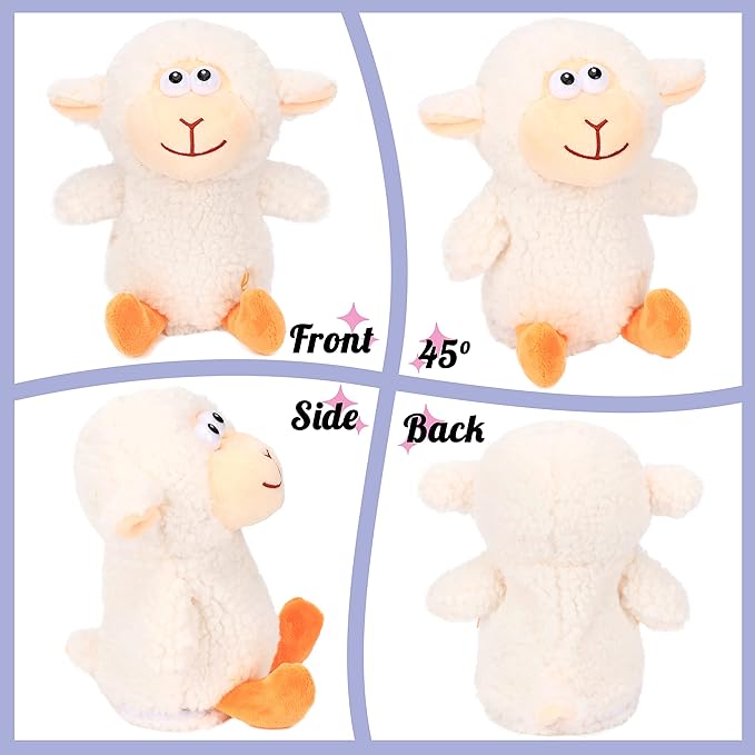 Hopearl Talking Lamb Repeats What You Say Sheep Nodding Electric Interactive Animated Toy Speaking Plush Buddy Gift for Toddlers, White, 7.5''