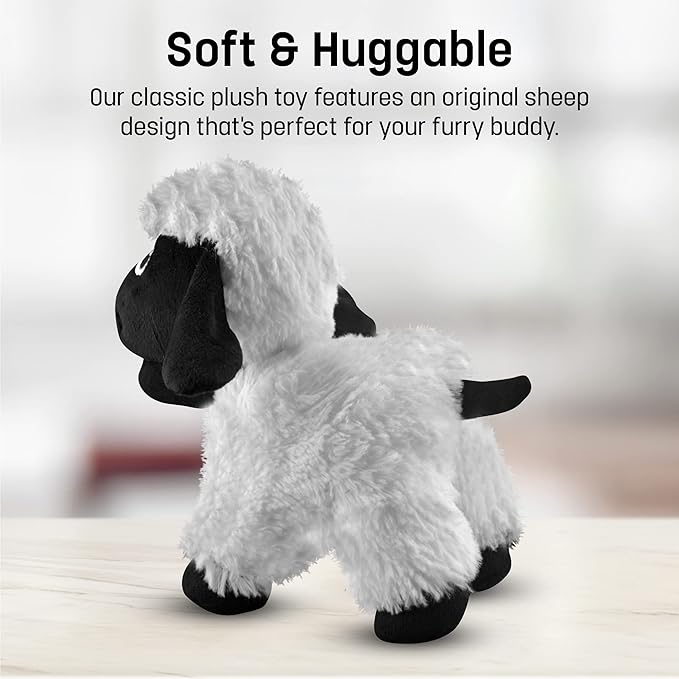 FGA Marketplace Black Sheep Plush Toy - Entertaining Plushy Lamb with 2 Squeakers, Suitable for Small to Medium-Sized Dogs - Made with Soft, Highly-Durable, & Pet-Safe Polyester Material
