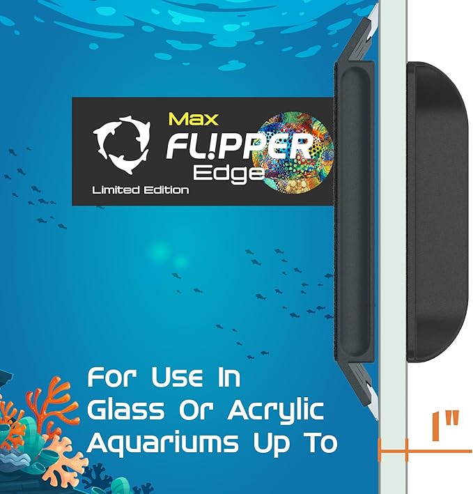 FL!PPER Flipper EDGE MAX Puffer Limited Edition Floating Magnetic Aquarium Cleaner | 2-In-1 Dual Blade Scrubber & Scraper Fish Tank Cleaner Tools for Efficient Cleaning & Acrylic Surface Maintenance