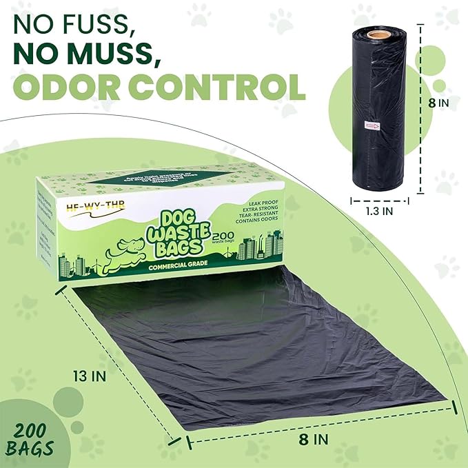 Dog Waste Bags 4000 Count - Doggie Poop Bags Rolls Replacements for HOA & Park Dispensers - Thick, Plastic, Leakproof and Tear Resistant