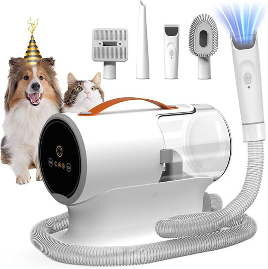 Dog Vacuum for Shedding Grooming, 12000pa Suction Dog Hair Vacuum, Dog Grooming Kit with 2l Dust Cup, Low Noise, 3 Levels, 5 Grooming Tools