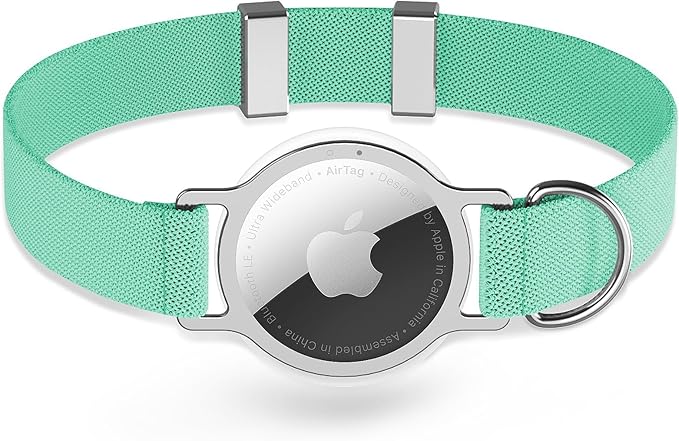 AirTag Cat Collar,Ultra Elastic Cat Tracker Collar with Apple Air Tag Holder, [Lightweight][Scratch Resistant] Stepless Adjustable GPS Pet Collar for Cats Kittens (Green)