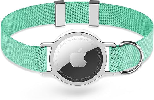 AirTag Cat Collar,Ultra Elastic Cat Tracker Collar with Apple Air Tag Holder, [Lightweight][Scratch Resistant] Stepless Adjustable GPS Pet Collar for Cats Kittens (Green)