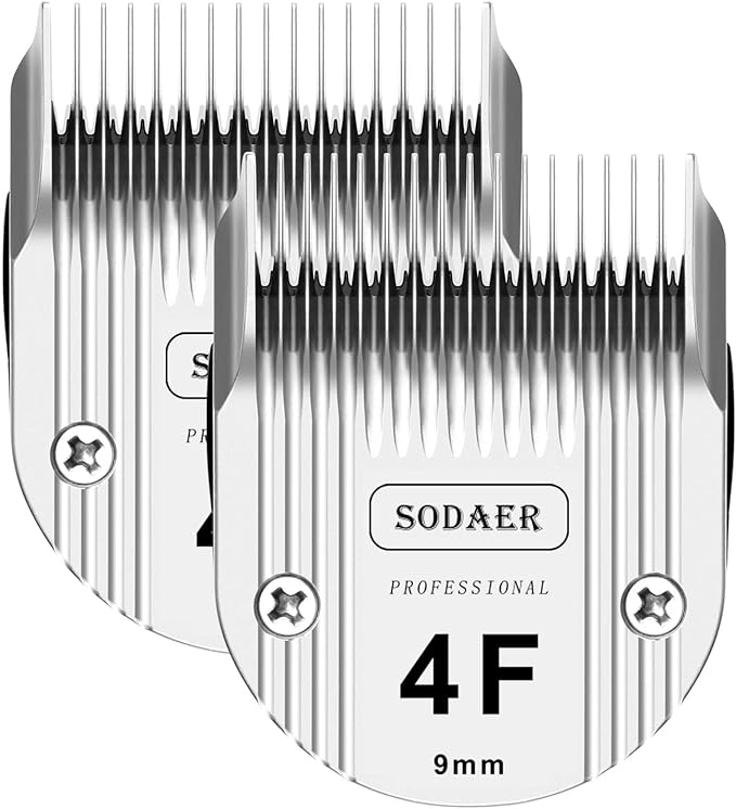 4F Detachable Pet Dog Grooming Clipper Ceramic Blade Compatible with Wahl Bravura .Chromado，Creativa，Figura Dog Clippers for Dogs Grooming，Size 4F Cut Length 3/8"(9mm), 2Pack