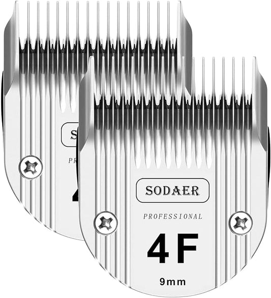 4F Detachable Pet Dog Grooming Clipper Ceramic Blade Compatible with Wahl Bravura .Chromado，Creativa，Figura Dog Clippers for Dogs Grooming，Size 4F Cut Length 3/8"(9mm), 2Pack